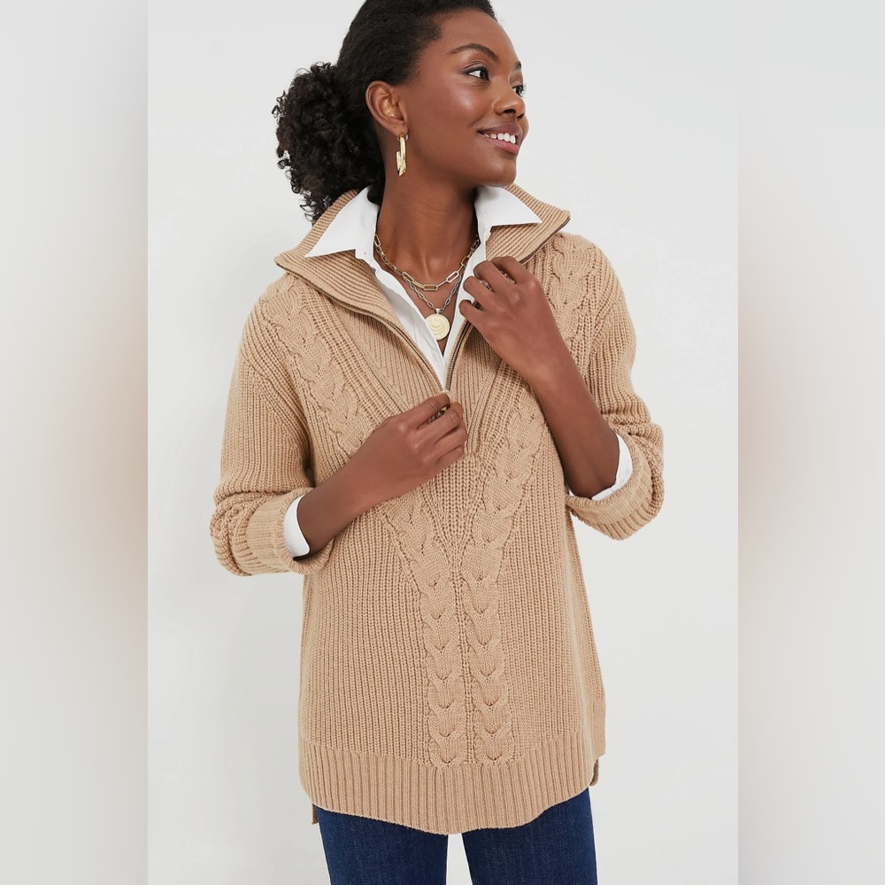 Tuckernuck Camel Quarter Zip Estella Sweater
